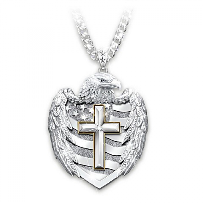 Vòng cổ Mặt Hình Chim Đại Bàng Và Thánh Giá Thời Trang Cho Nam