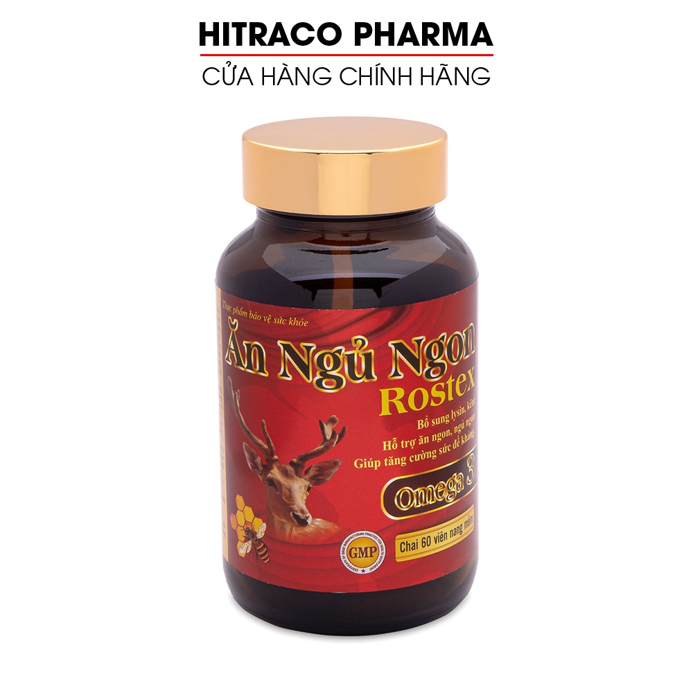 Viên Ăn Ngủ Ngon Rostex Omega 3 Đỏ tăng cường sức đề kháng - Chai 60 viên [Ăn Ngủ Ngon Rostex Chai]