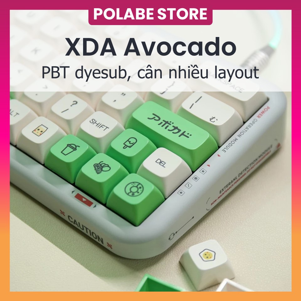 Keycap XDA Avocado &amp; Milk Thick PBT, keycap bàn phím cơ nhiều nút cân nhiều layout - Polabe Store