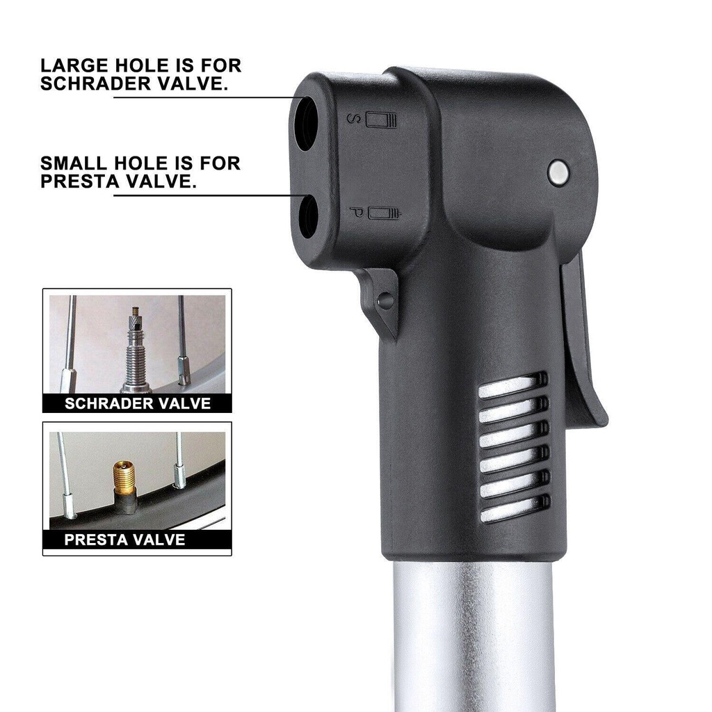 Đầu Bơm Hơi Bánh Xe Đạp Bằng Hợp Kim Nhôm Kèm Giá Đỡ Tiện Dụng