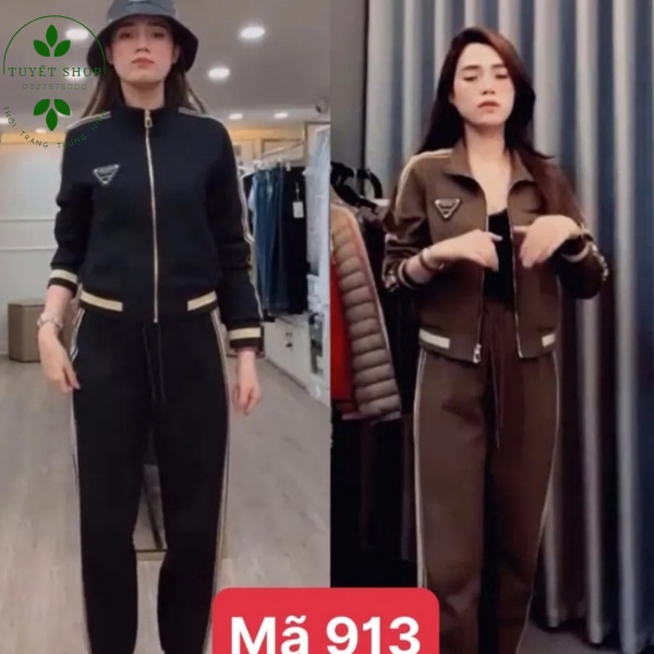 Set Bộ Đồ Quần Áo Thể Thao Nữ Thu Đông Dài Tay Thời Trang Nữ