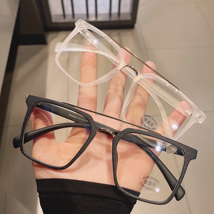 Kính cận VIENDO tròng lớn đổi màu chống ánh sáng xanh chống UV TR90 kiểu retro có độ 0~-6.0 (cắt theo yêu cầu)