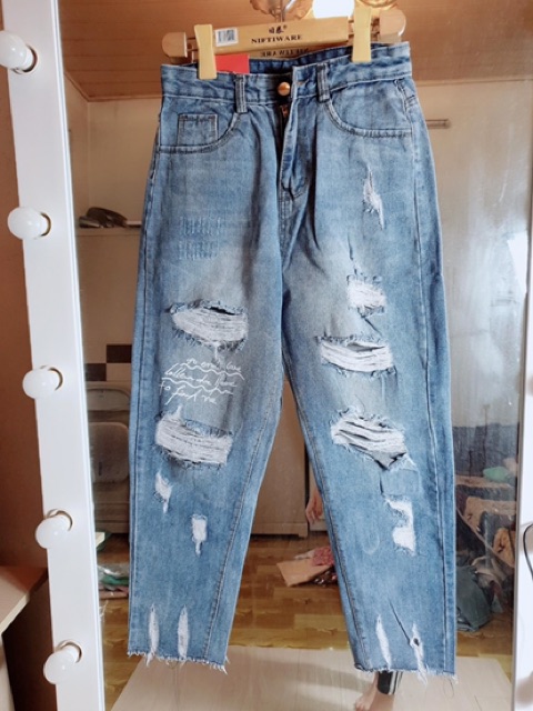 QUẦN BAGGY JEAN quần baggy jean chữ rách