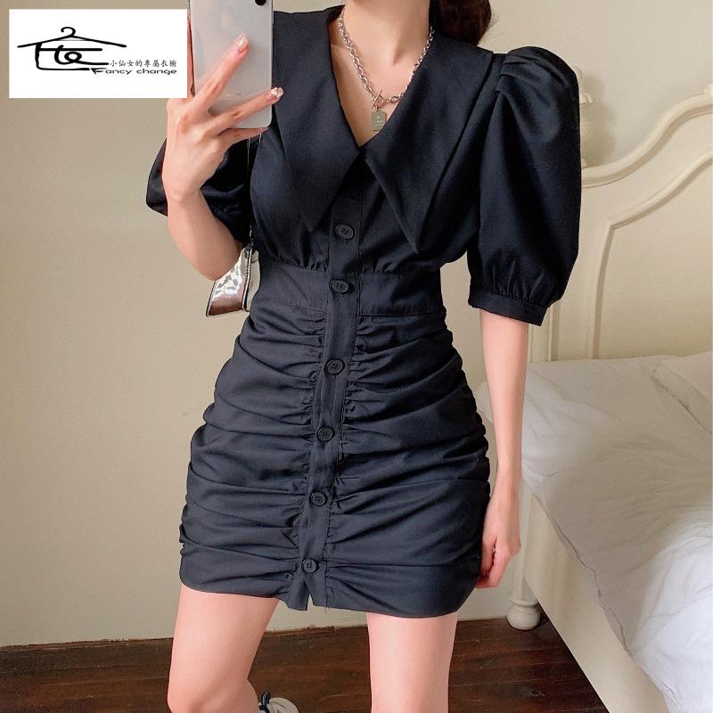 Đầm Ngắn Mùa Hè Cổ Bẻ Tay Phồng Phong Cách Pháp Cổ Điển Thời Trang Mới 2022 Cho Nữ