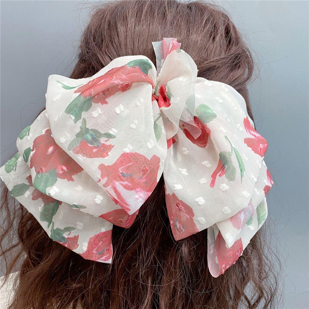 Kẹp Tóc Hình Nơ Hoa Nhiều Lớp Phong Cách Pháp Dễ Thương Cho Nữ