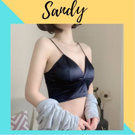 Áo 2 dây phi bóng 8 nấc cài❤️FREESHIP❤️áo bra lụa satin dáng dài croptop