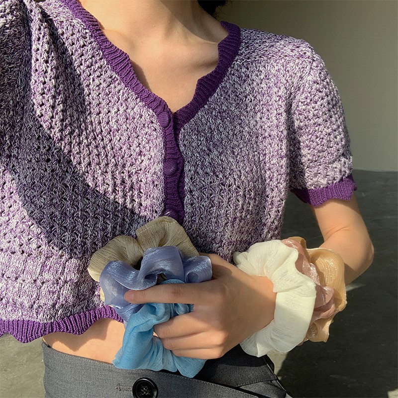 Áo Khoác Cardigan Dệt Kim Tay Ngắn Thời Trang Cho Nữ
