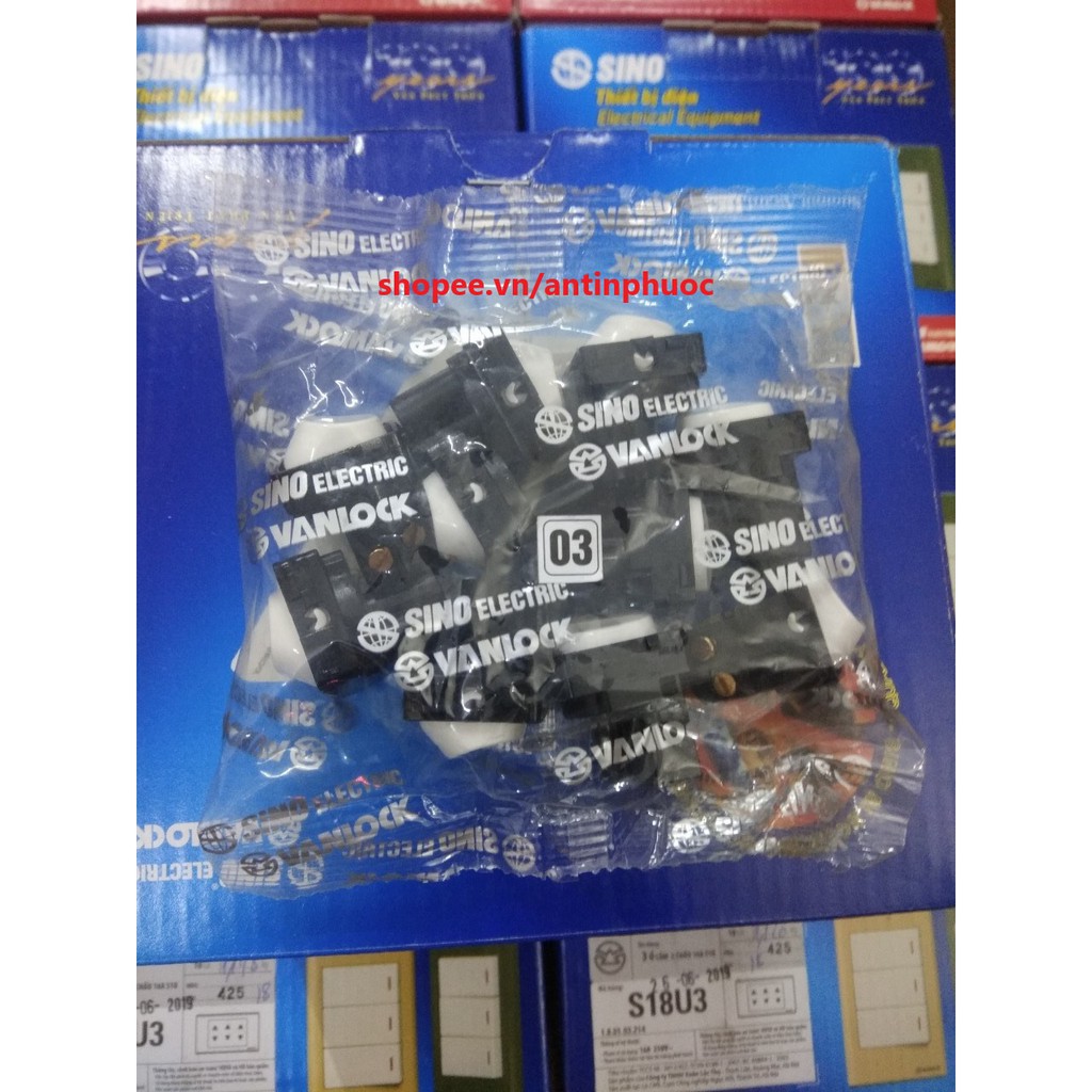 Hạt công tắc 1 chiều Sino S18 - Bịch 10 con