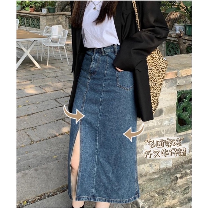 Chân váy jeans dáng dài phong các Hàn Quốc | BigBuy360 - bigbuy360.vn