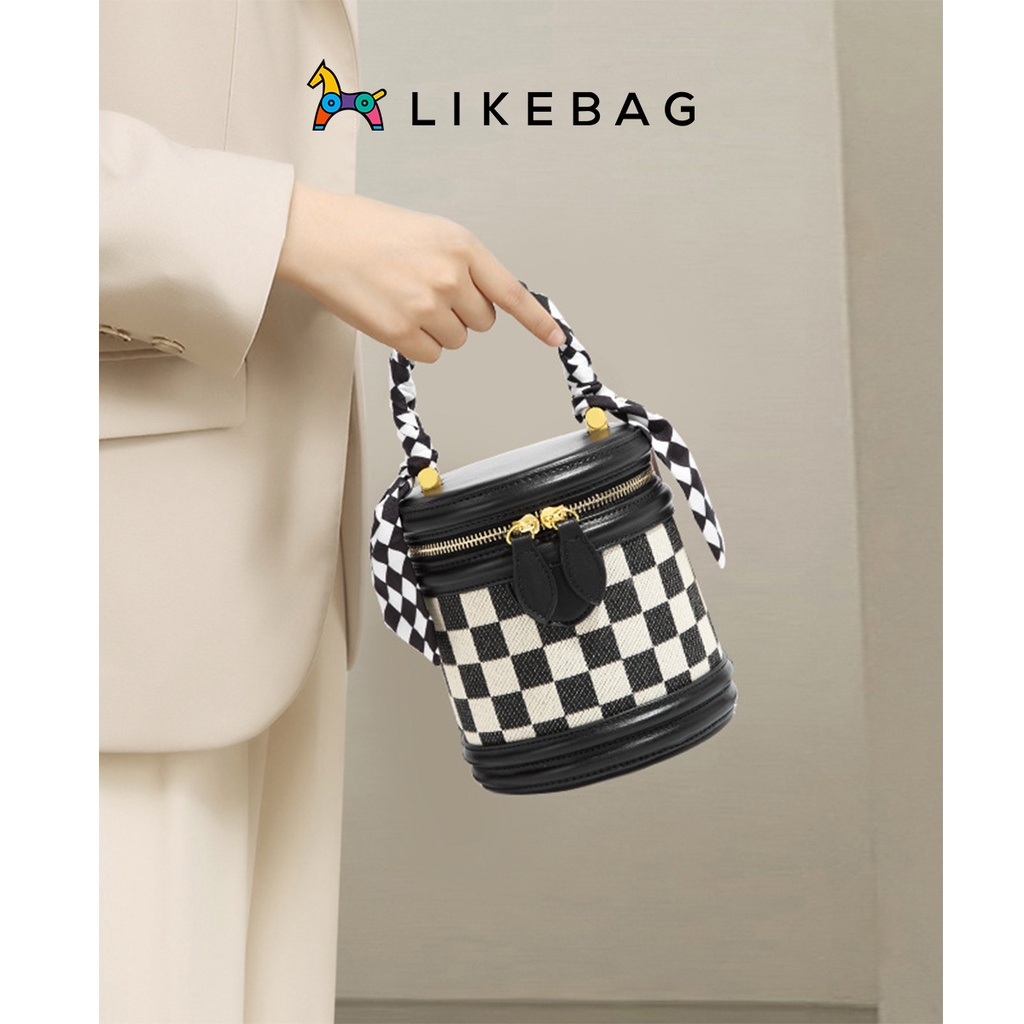 Túi xách đeo vai nữ thời trang LIKEBAG kẻ caro hình trụ đa năng chính hãng 210XK6850-3 - LIBAGI