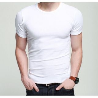 (ARISTINO AC22) Áo thun nam có tay ARISTINO màu trắng cotton cao cấp mềm mát thoát khí thấm hút mồ hôi