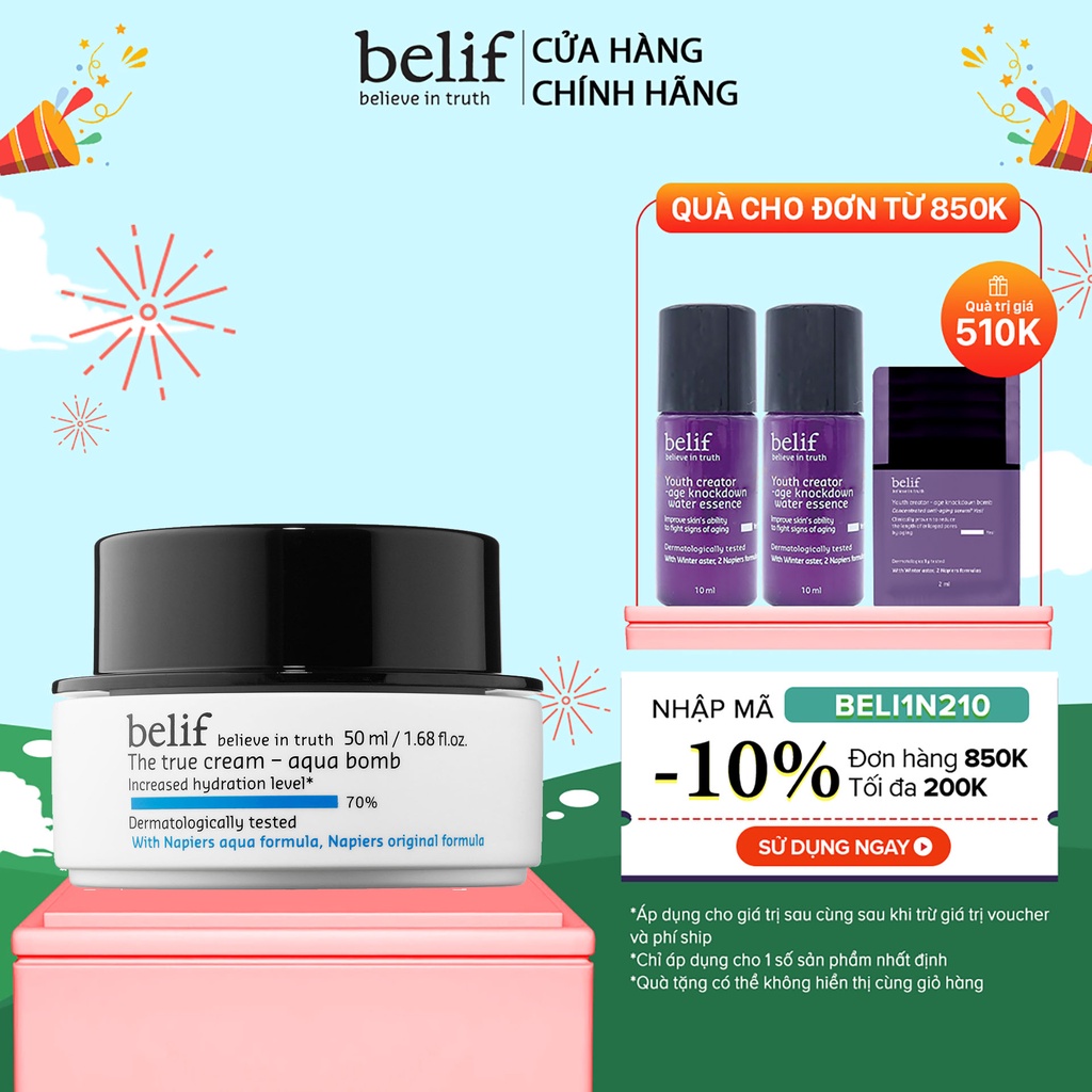 [Mã COSLG5 giảm 10%]Kem cấp ẩm tức thì dạng gel Belif The True Cream Aqua Bomb 50ml