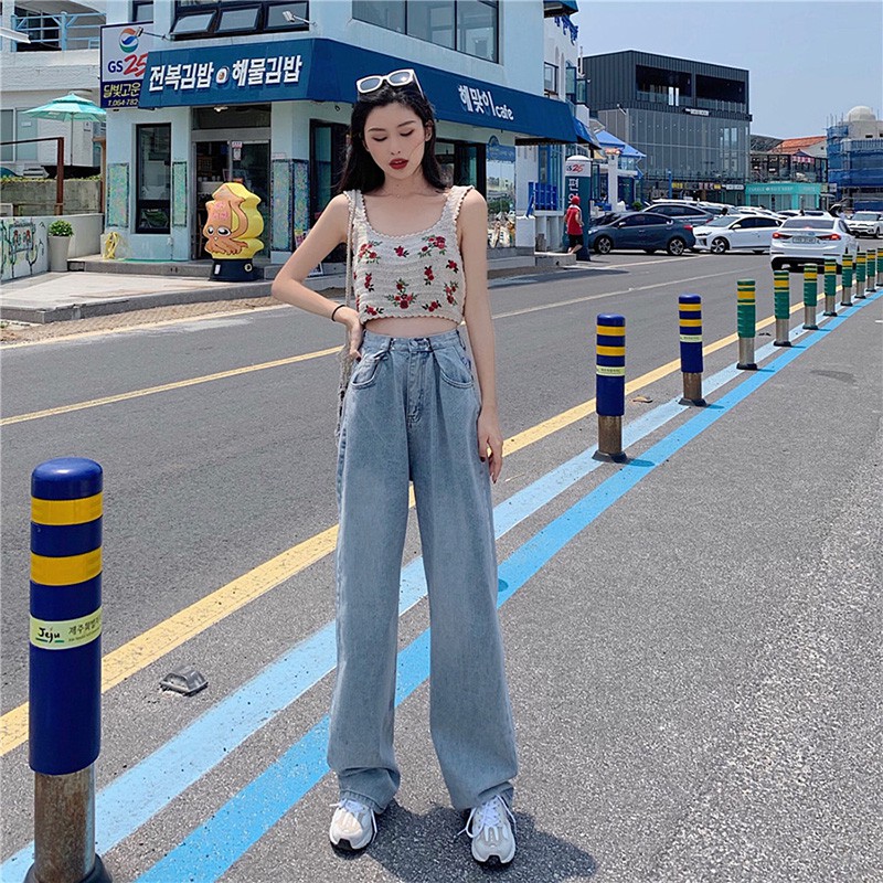 Quần Jeans Nữ Có Nút Điều Chỉnh Được Phong Cách Hàn Quốc