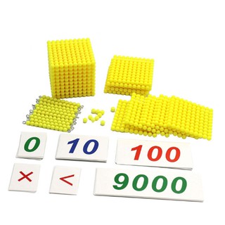Giáo cụ Montessori bộ khối hạt cườm kèm thẻ