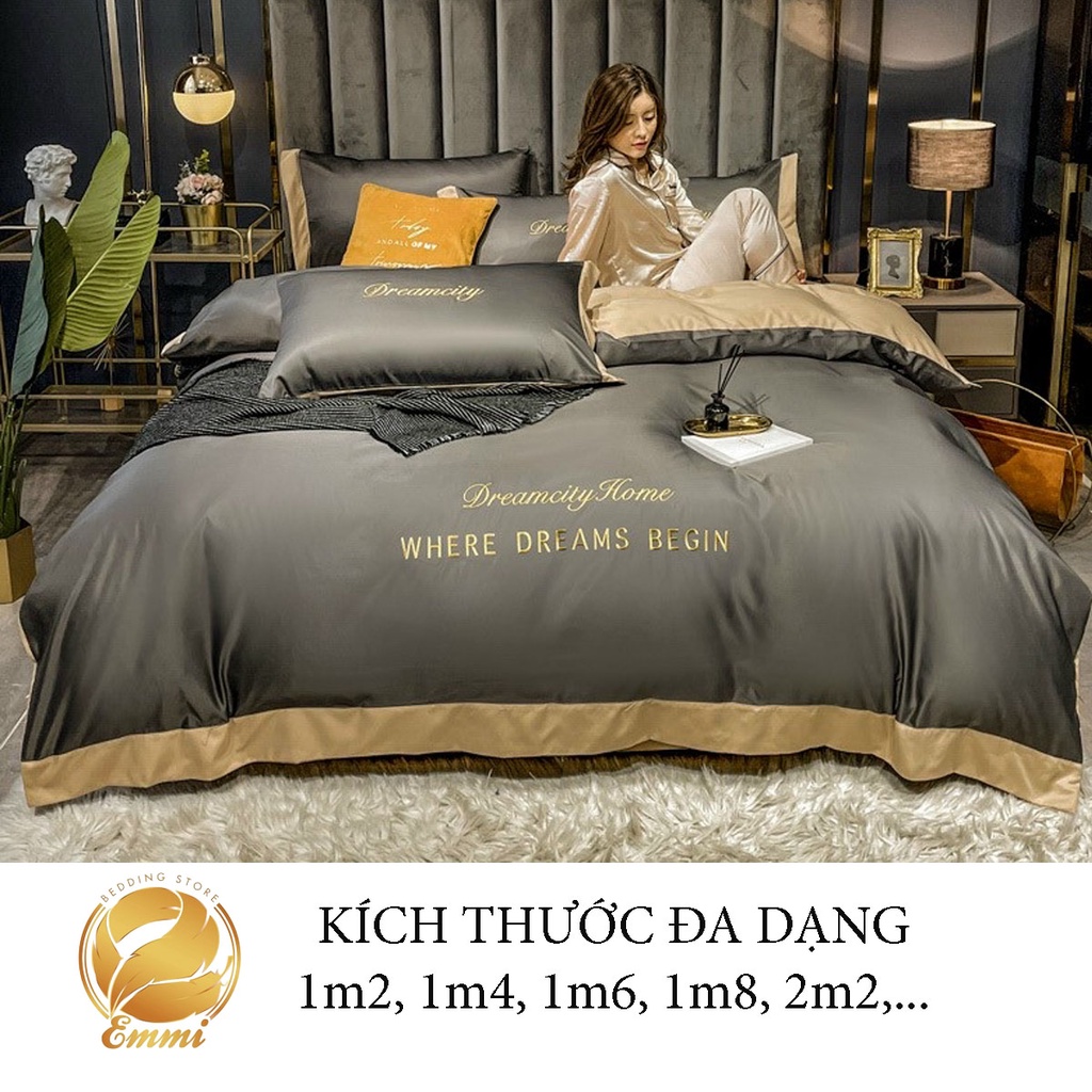 Bộ chăn ga gối lụa Dream cao cấp phối EMMIBEDDING STORE
