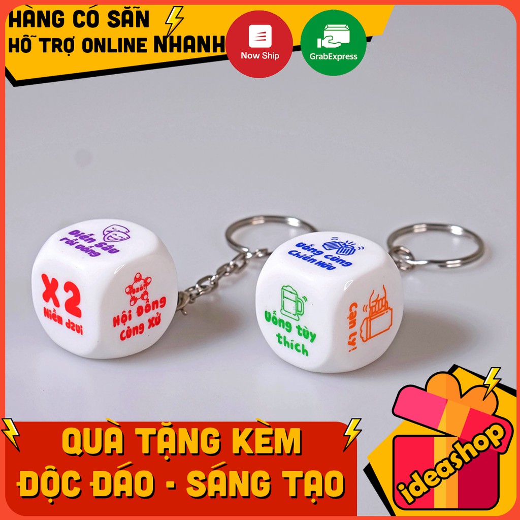 XÍ NGẦU LẮC XÚC XẮC UỐNG BIA  TIẾNG VIỆT - CỤC TO 2.5 CM CÓ MÓC KHOÁ IDEASHOP DRINKING DICE- VIETNAMESE VERSION