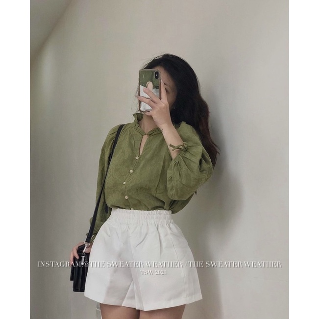 (Ảnh thật) Quần short tafta ống rộng cạp chun the.sweaterweather TSW