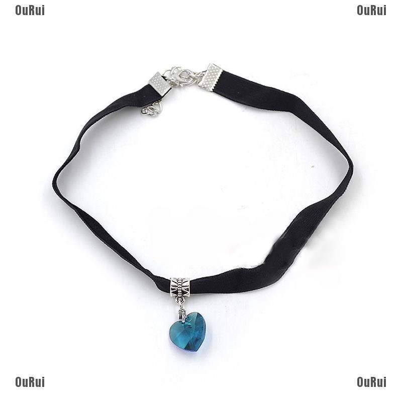 Vòng Cổ choker Handmade Đính Đá Hình Trái Tim Phong Cách retro Thập Niên 80 90s mc