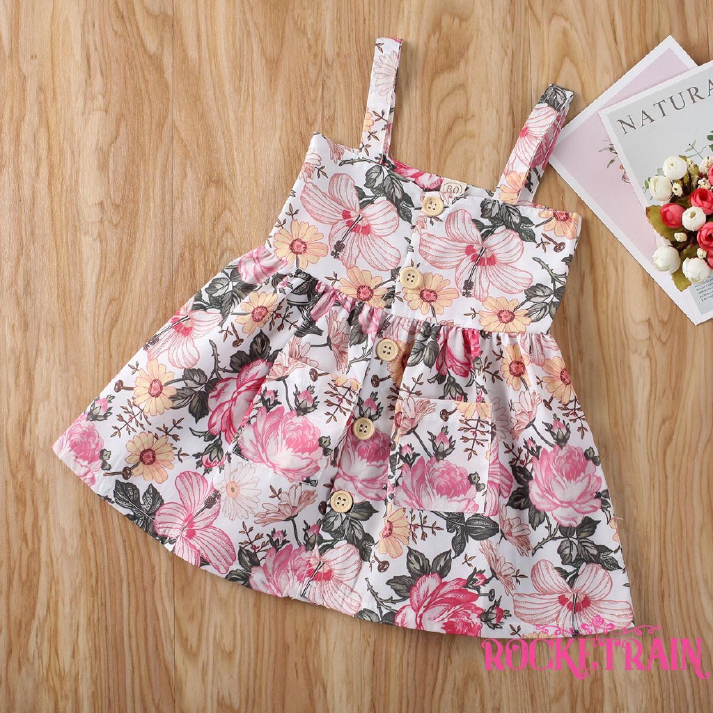 Đầm Xòe Họa Tiết Hoa Phong Cách Công Chúa Cho Bé Gái