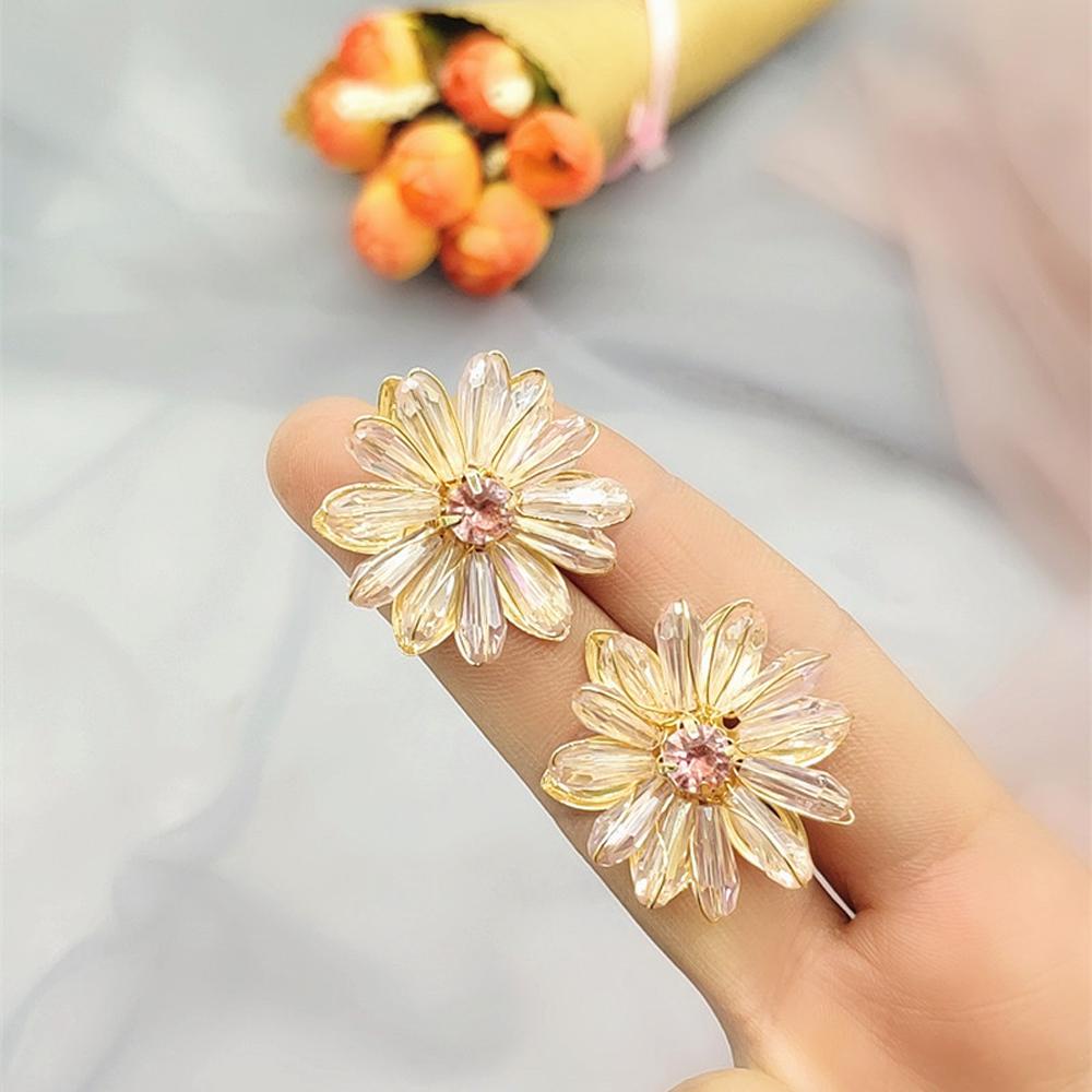 Bông Tai Mạ Bạc 925 Hình Hoa Trong Suốt Phong Cách Retro