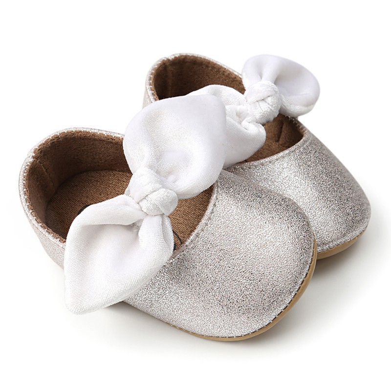 Giày búp bê quai nơ ánh kim cho bé 0-18 tháng tuổi