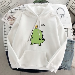 Áo hoodie unisex nam nữ khủng long xanh có bigsize vải nỏ bông ngoại cao cấp