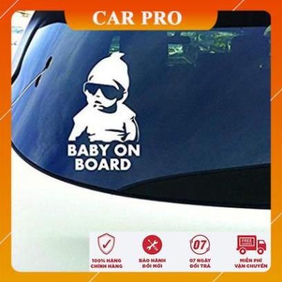 Decal dán trang trí cửa sổ xe hơi hoạt hình &quot; Baby on Board &quot;- CAR PRO