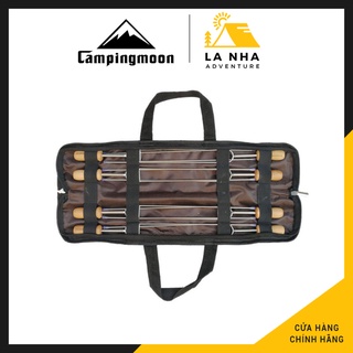 Set 8 cây Xiên thịt nướng BBQ Campingmoon MK-8 Là Nhà Chính hãng - inox 304, tay cầm gỗ, kèm túi đựng