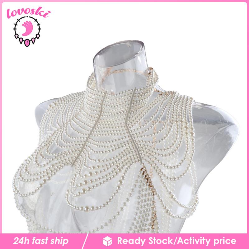 [Lovoski] Vòng cổ Body Chain ABS Ngọc Trai Trang Trí Bikini