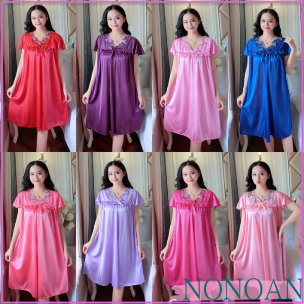 áo nữ đồ bộ pyjama Đồ mặc nhà pijama Đầm Ngủ Lụa Bóng Phối Ren Gợi Cảm Cho Nữ đồ ngủ nữ tiểu thư dễ thương lụa sexy cute