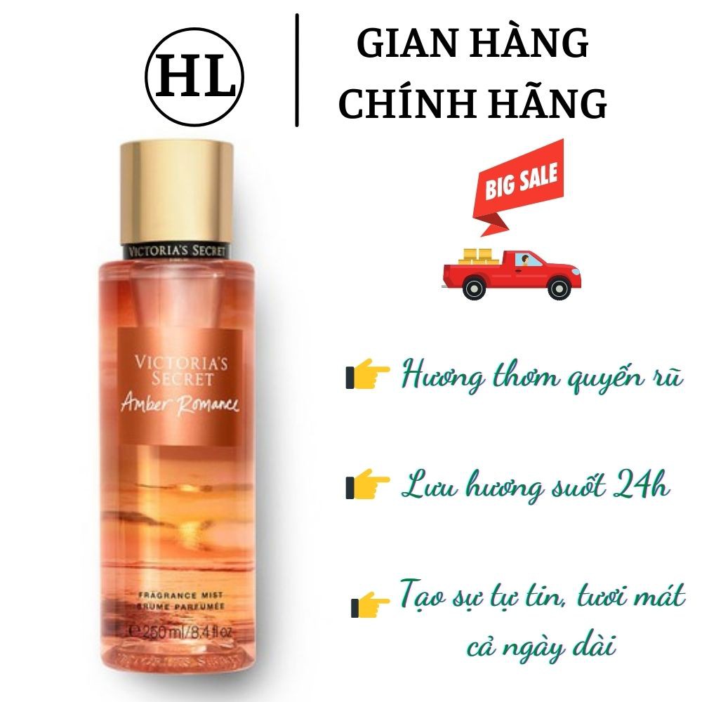 Xịt Body ❤️ FREESHIP ❤️ Xịt thơm body mist Victoria Secret Amber Romance 250ml