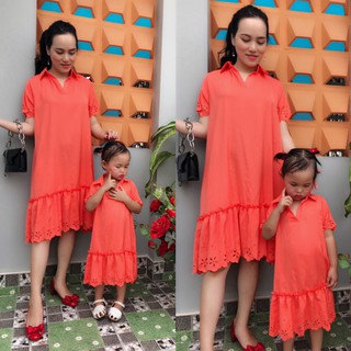đầm mẹ bé laze cách điệu hình thật
