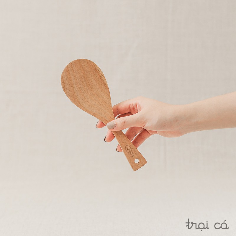 Muôi xới cơm gỗ beech - Tre(20cm)