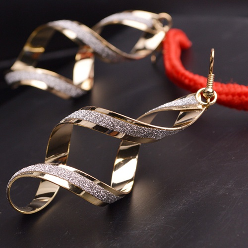 Cặp khuyên tai thiết kế dạng xoắn dài đính đá quý nhân tạo độc đáo sang trọng dành cho nữ