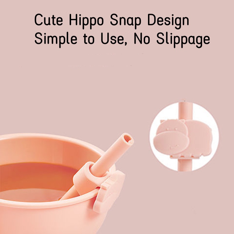 Set 2 Ống Hút Silicone Tái Sử Dụng Được Có Thể Tháo Rời Kèm Khóa Cài Cho Bé