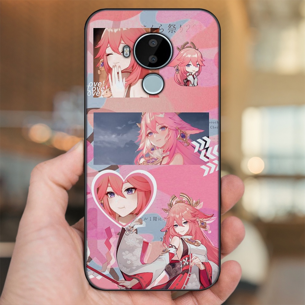 Ốp lưng Nokia C30 viền đen in hình Yae Miko Genshin Impact