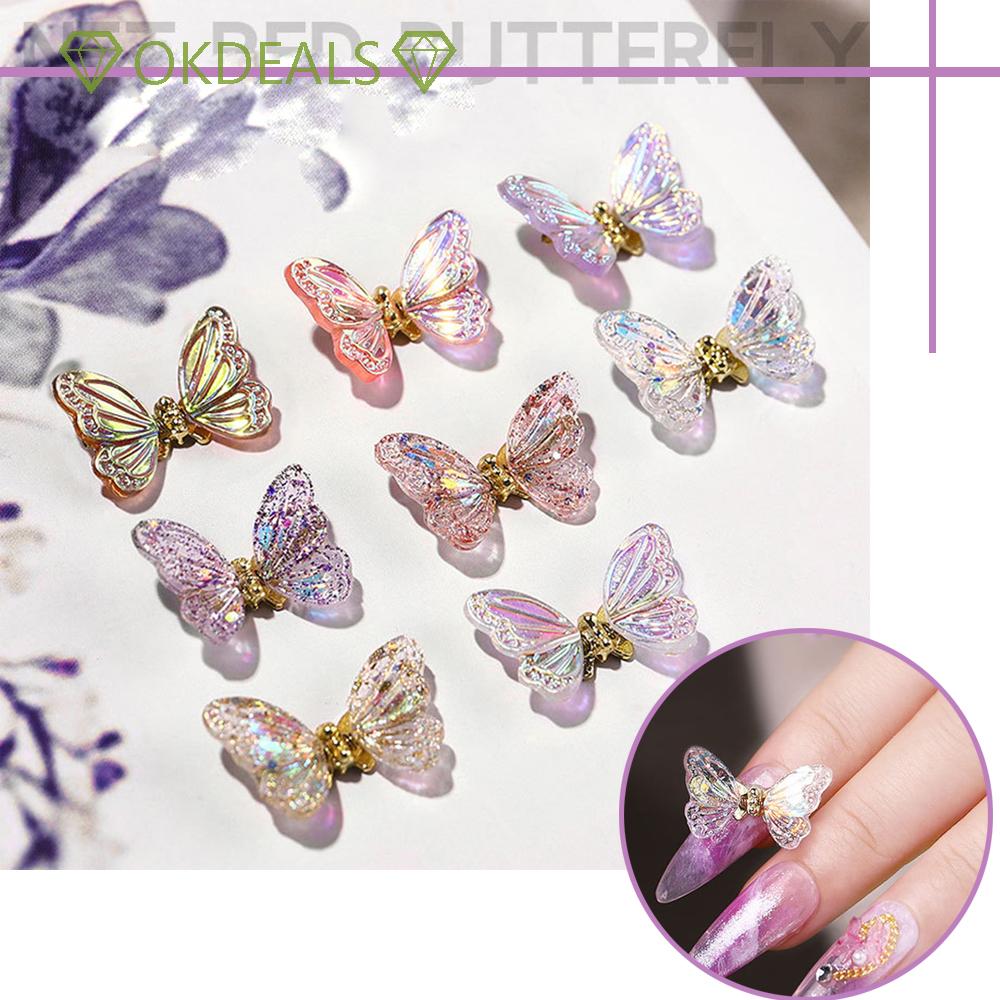 Bươm Bướm Bay 3D Lấp Lánh Sang Trọng|Móng Tay|Đá Đính Móng Tay Màu Sắc Lấp Lánh DIY