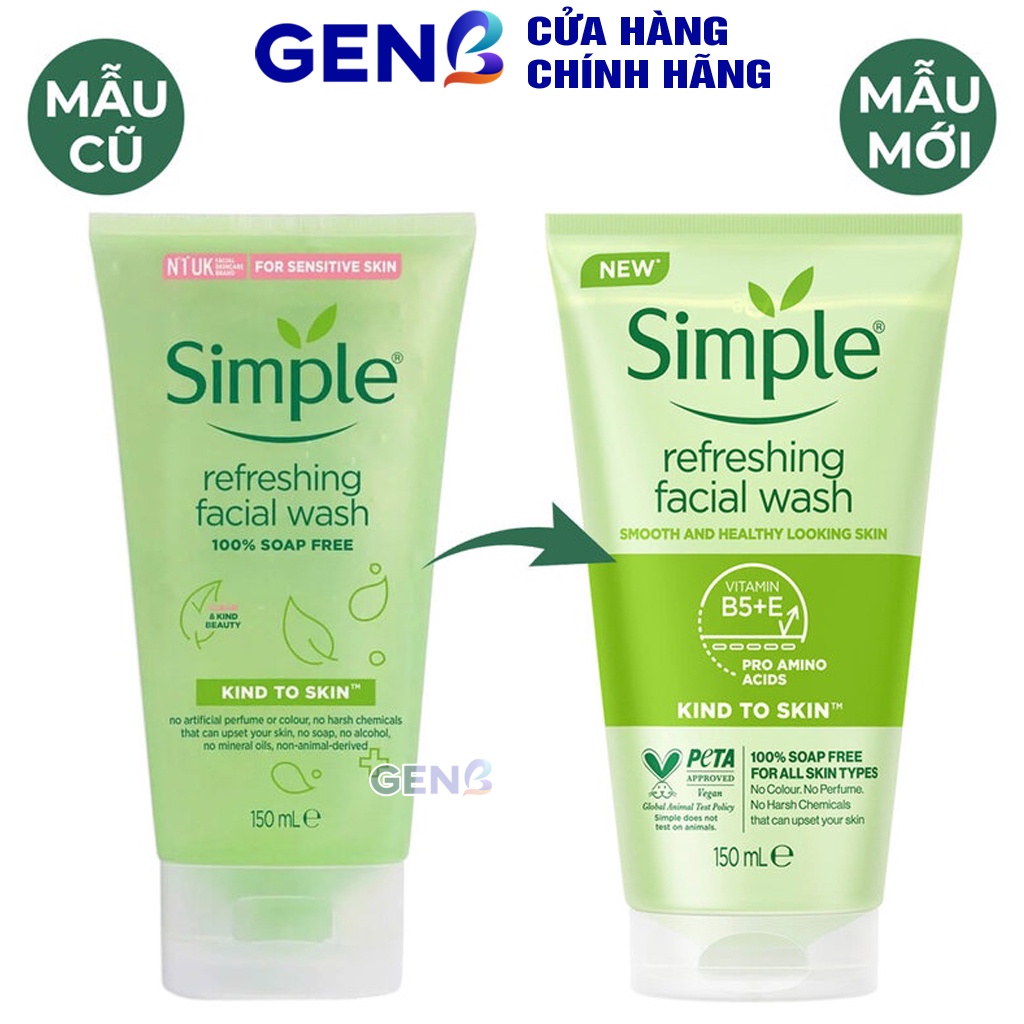 Combo SIMPLE Chăm Sóc Da Tẩy Trang Sữa Rửa Mặt Nước Hoa Hồng Srm Chính Hãng Dưỡng Ẩm Cân Bằng Da Nhạy Cảm Mỹ Phẩm GENB