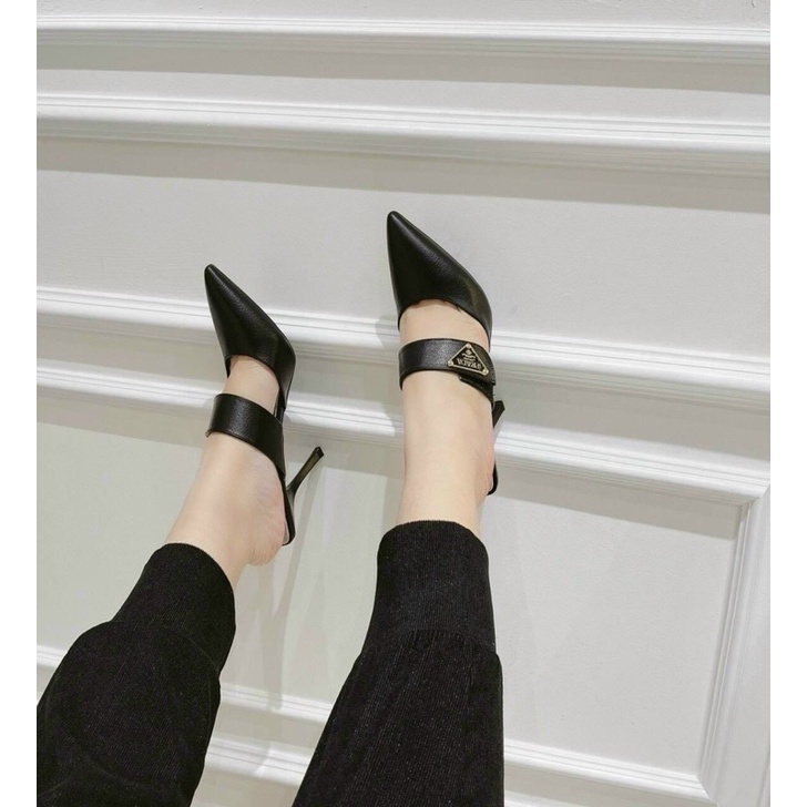Giày sục mũi nhọn da mờ, gót nhọn 7cm