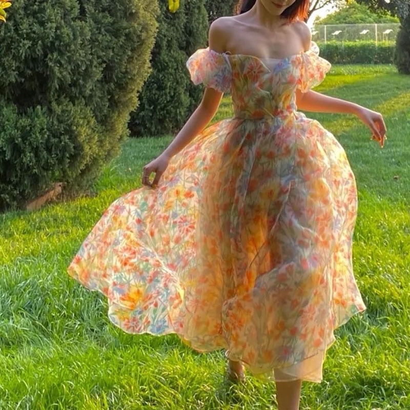 Đầm maxi xoè hoa tiểu thư🌷