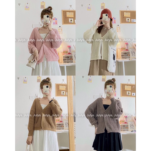 Áo cardigan len form ngắn 1 cúc (ảnh thật shop chụp kèm video)