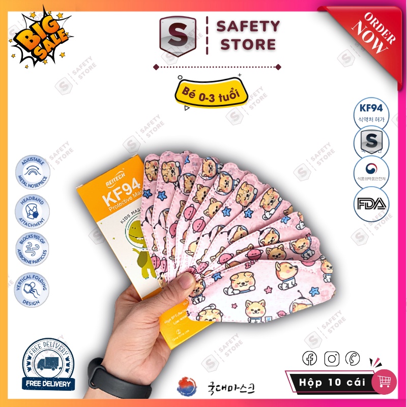 Khẩu trang cho bé KF94 - 4D chuẩn hàn quốc - Set 10 cái - Bao ZIP màu xịn sò