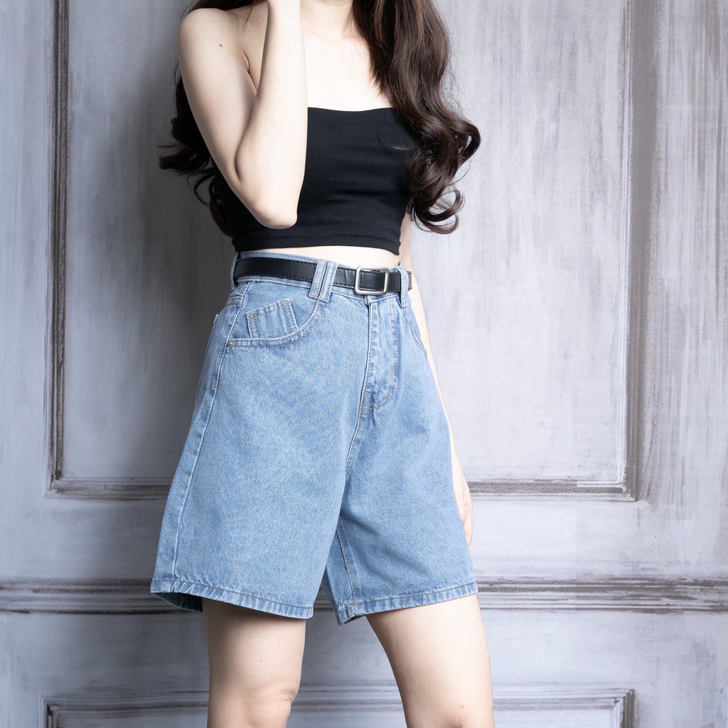 Quần Jean Nữ ngố trơn cạp cao ống rộng Hình ảnh thật | BigBuy360 - bigbuy360.vn