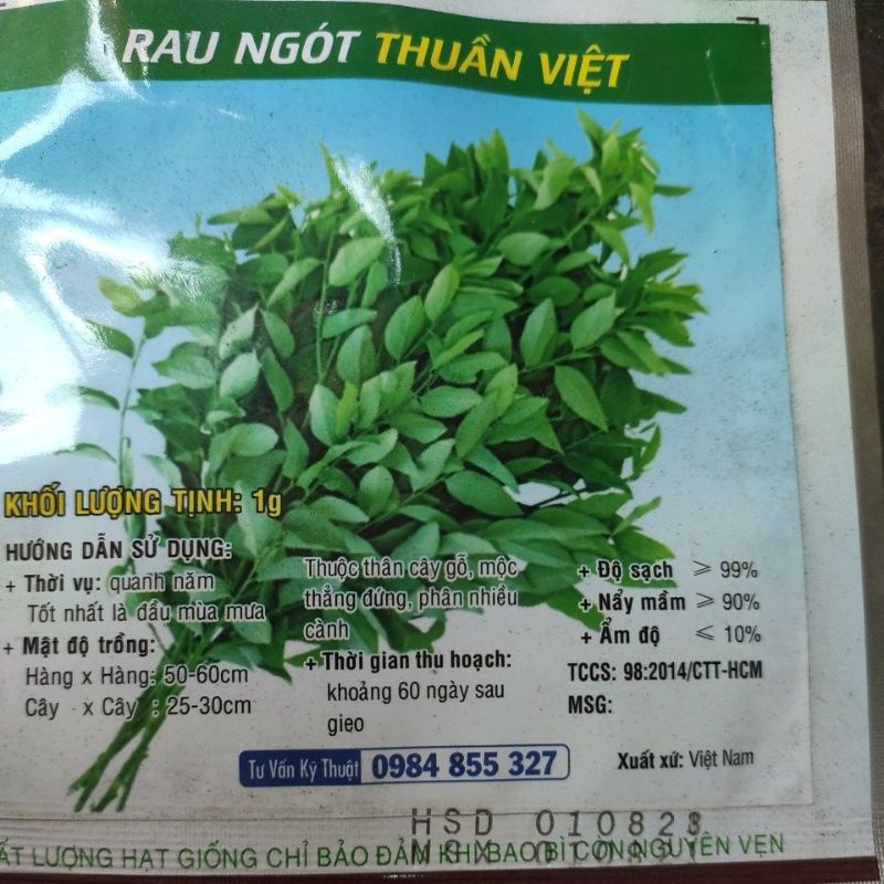 hạt rau ngót việt, khối lượng 1 g( hạt cây rau bồ ngót)