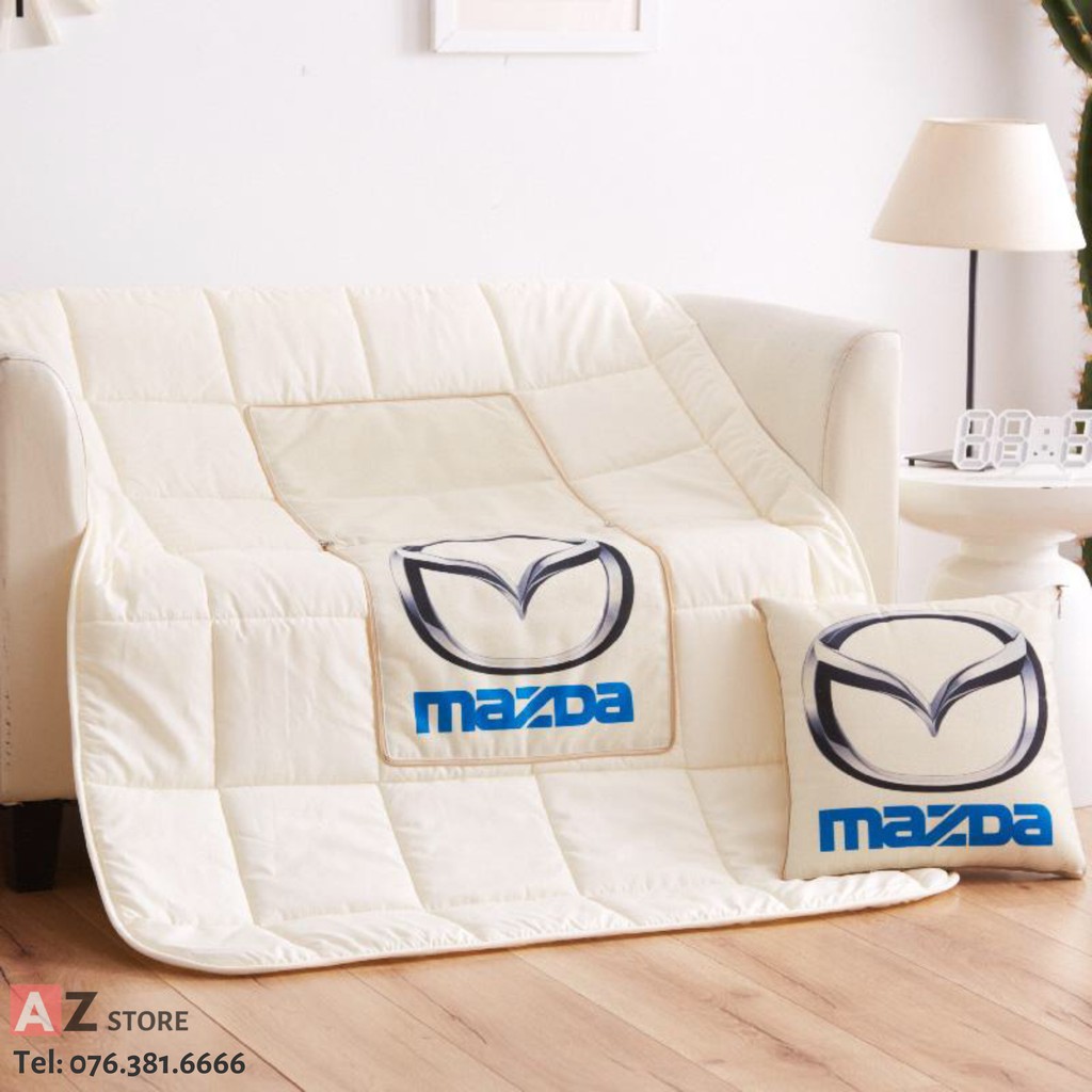 Gối và chăn (mền) 2 trong 1 (logo Mazda) - Sử dụng làm tựa lưng, chăn đắp văn phòng hoặc ô tô tiện dụng