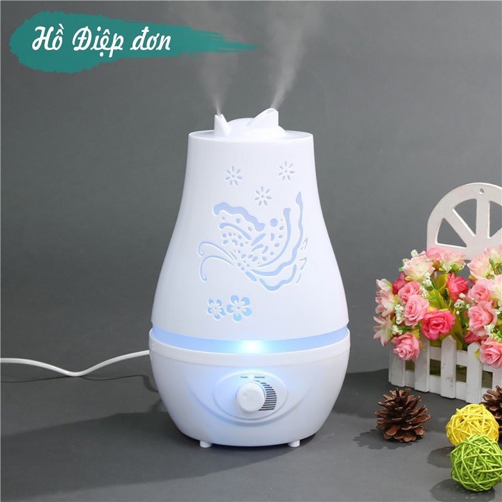 FREE SHIP may phun suong  Máy Khuếch Tán Tinh Dầu Hồ Điệp Đáy Tròn - 2200ml với 2 vòi phun cực mạnh.