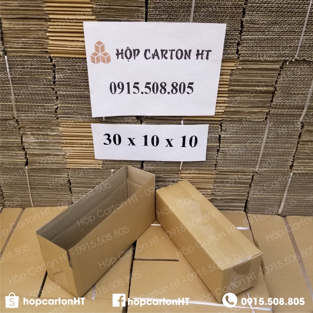 30x10x10 combo 10 hôp carton, thùng giấy cod gói hàng, hộp bìa carton đóng hàng giá rẻ