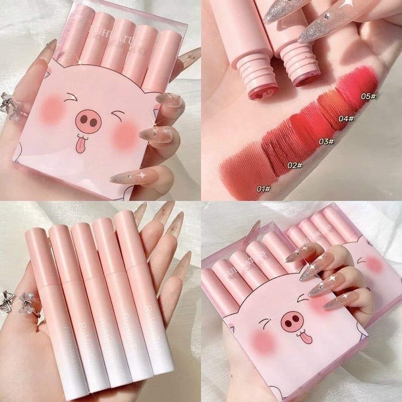 Set 5 Son Kem Lì Heo Ruahuto Siêu xinh