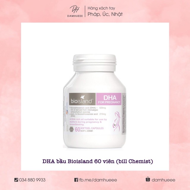 DHA bầu Bioisland 60 viên