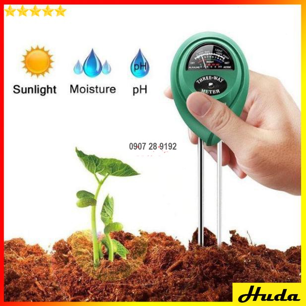 Máy đo độ ẩm, đo PH, đo ánh sáng đất canh tác, cây cảnh 3 trong 1 - đồ làm mộc
